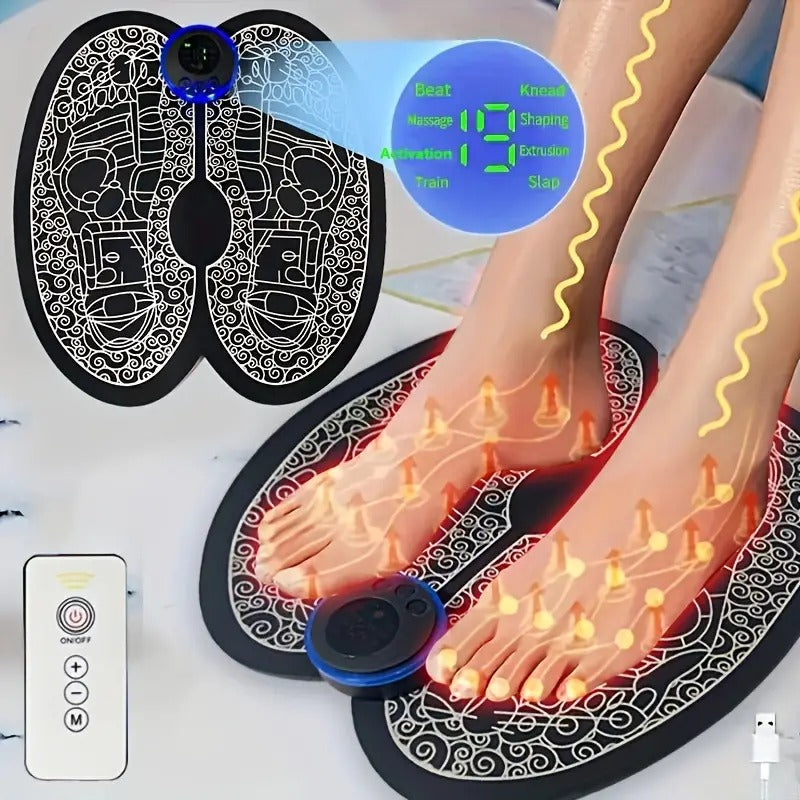 Remote Control Electric Foot Massager - Rechargeable EMS Pad for Home and Office Relaxation