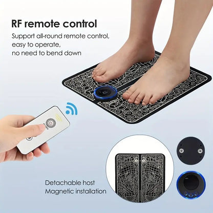 Remote Control Electric Foot Massager - Rechargeable EMS Pad for Home and Office Relaxation